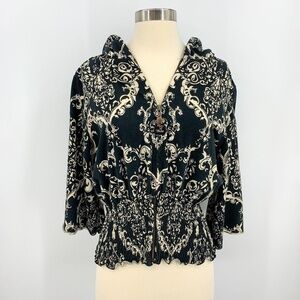 🎉Burn 'n' Violet Black & Beige 3/4 Sleeve Sweater